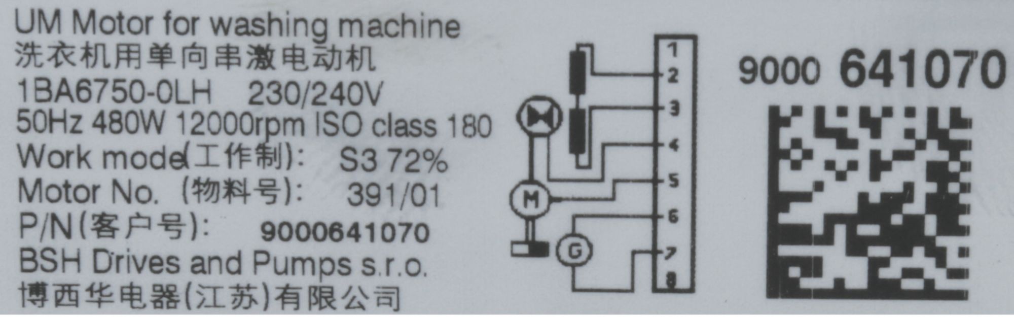 BSH Bosch Siemens 00145434 Waschmaschinenmotor - Motor