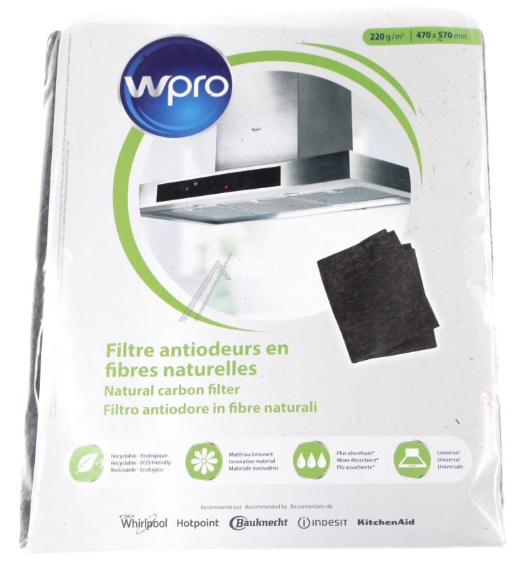 Whirlpool W-Pro 484000008650 Kohlefilter - C00424799 ncf201, ecologic aktivkohlefilter 47x57 cm, 220g/m²