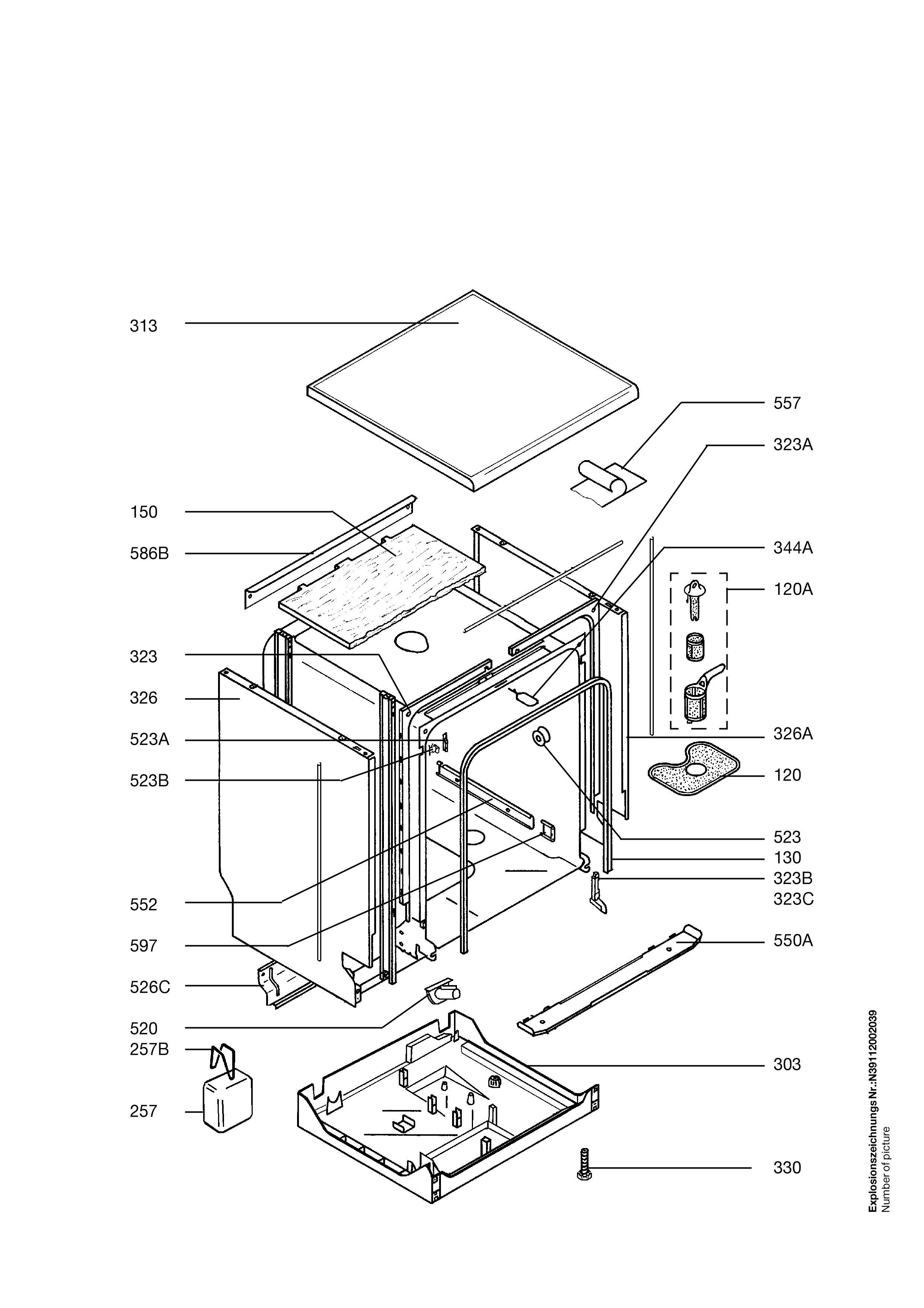 Explosionszeichnung AEG 91123255200 FAV50830W