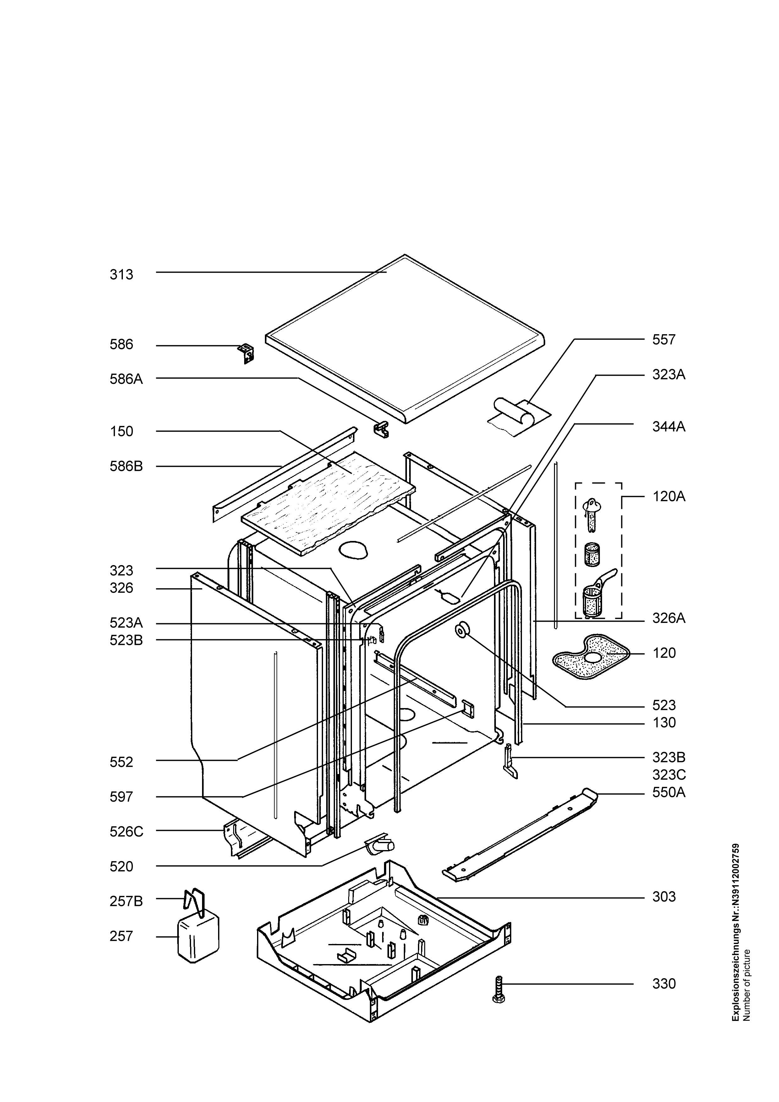 Explosionszeichnung AEG 91123255500 FAV50830M