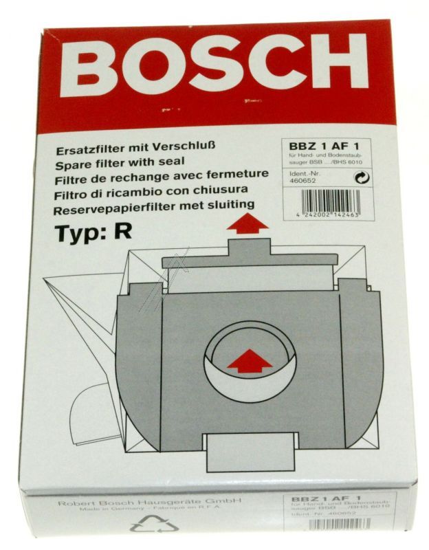 BSH Bosch Siemens 00460652 Staubsaugerbeutel - Bbz1af1 staubsaugerbeutel typ r, 8 stück