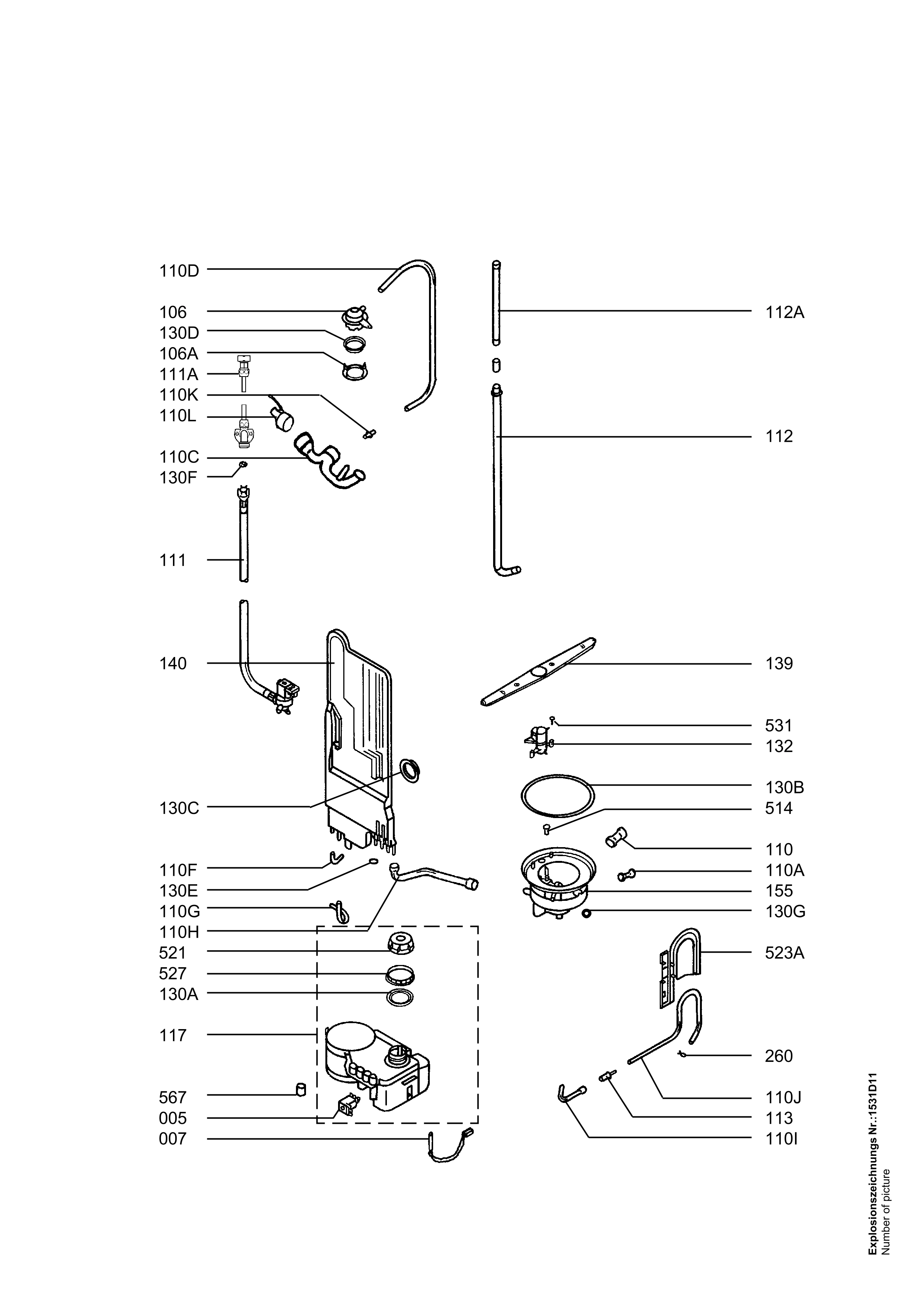 Explosionszeichnung AEG 91123232801 FAV50700 W