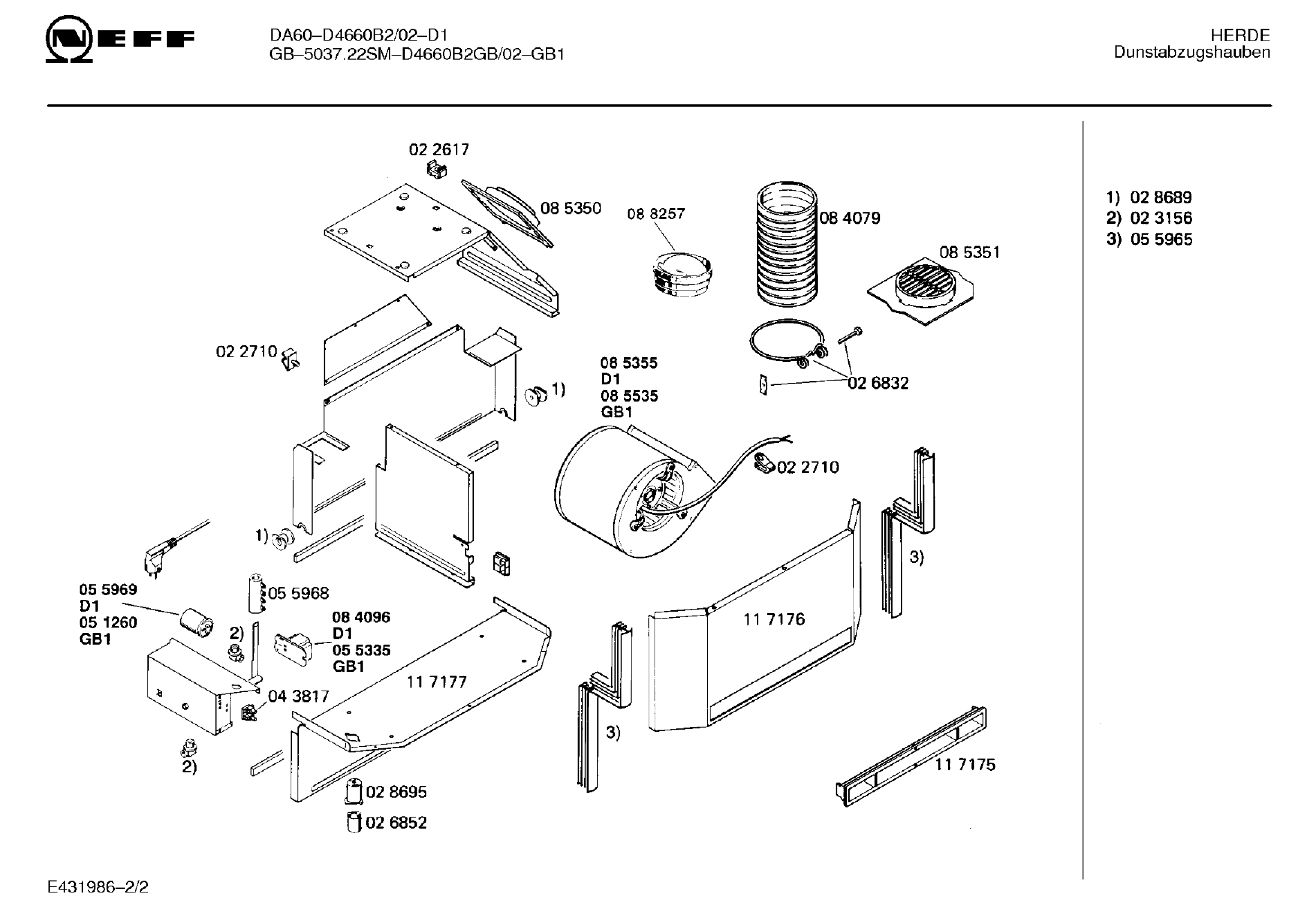 Explosionszeichnung Neff D4660B2GB/02 GB-5037.22SM