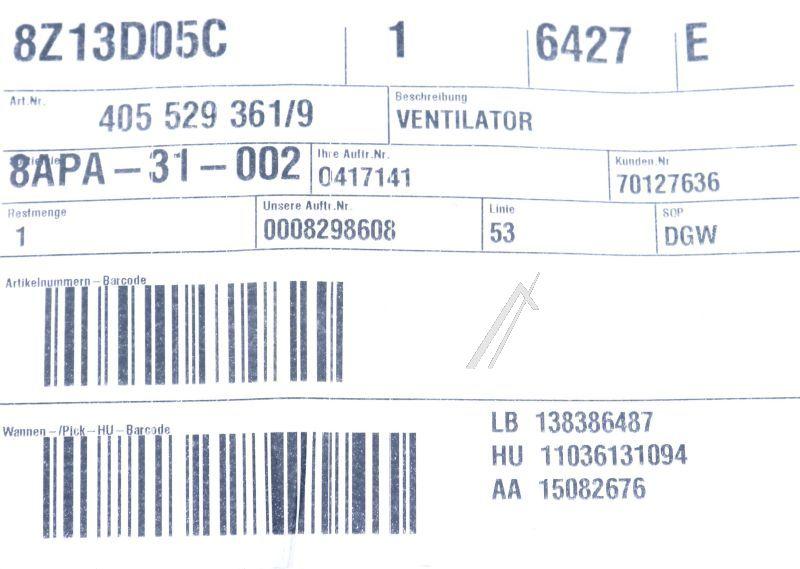 AEG Electrolux 4055293619 Flügelrad - Ventilator