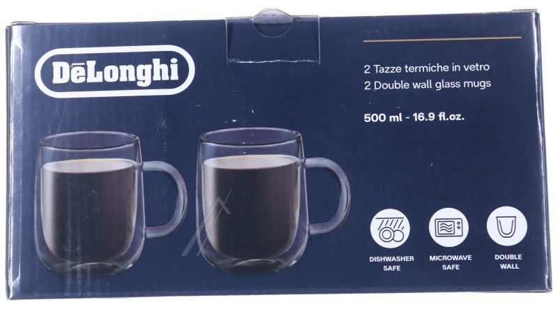 Delonghi AS00006566 Kanne - Dlsc327 doppelwandige glasbecher, 500 ml, 2er-set