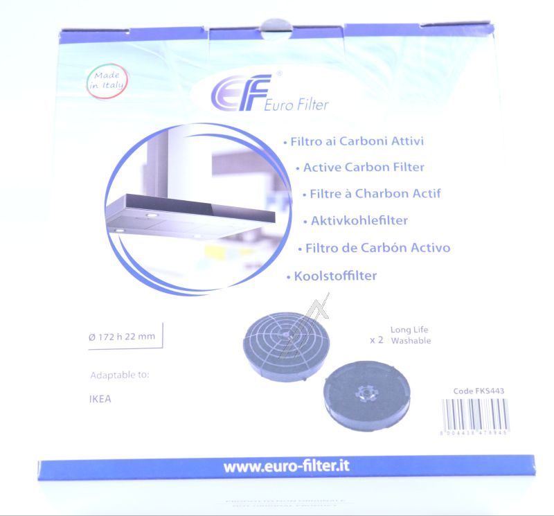 Eurofilter Kohlefilter - Kohlefilter longlife 2 stück alternativ für elica / ikea cfc0162221 waschbar