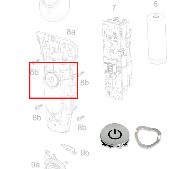 Braun Series 9 Einschaltknopf 80729804 für Rasierer Power Button inkl. Spring Ring Ersatzteil