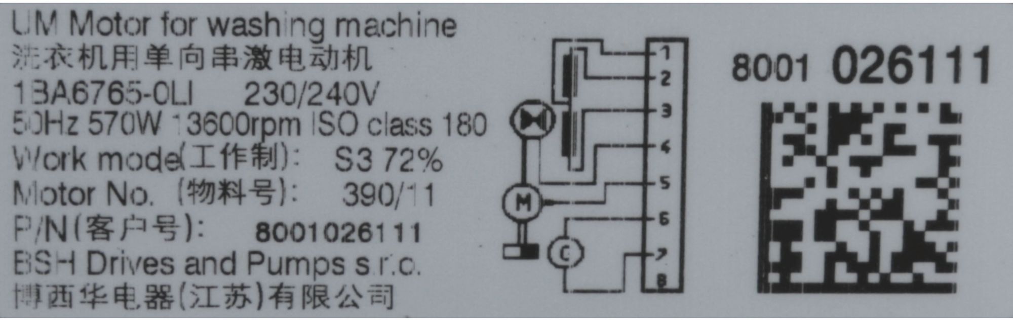 BSH Bosch Siemens 00145800 Waschmaschinenmotor - Motor