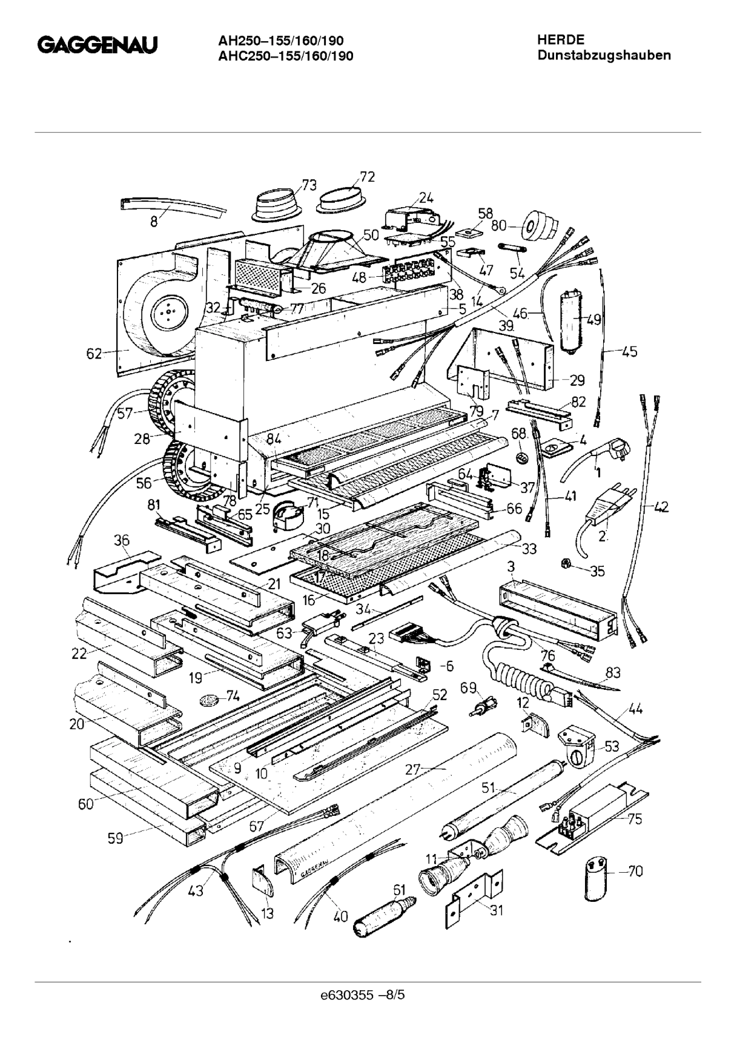 Explosionszeichnung Gaggenau AHC250190(00)