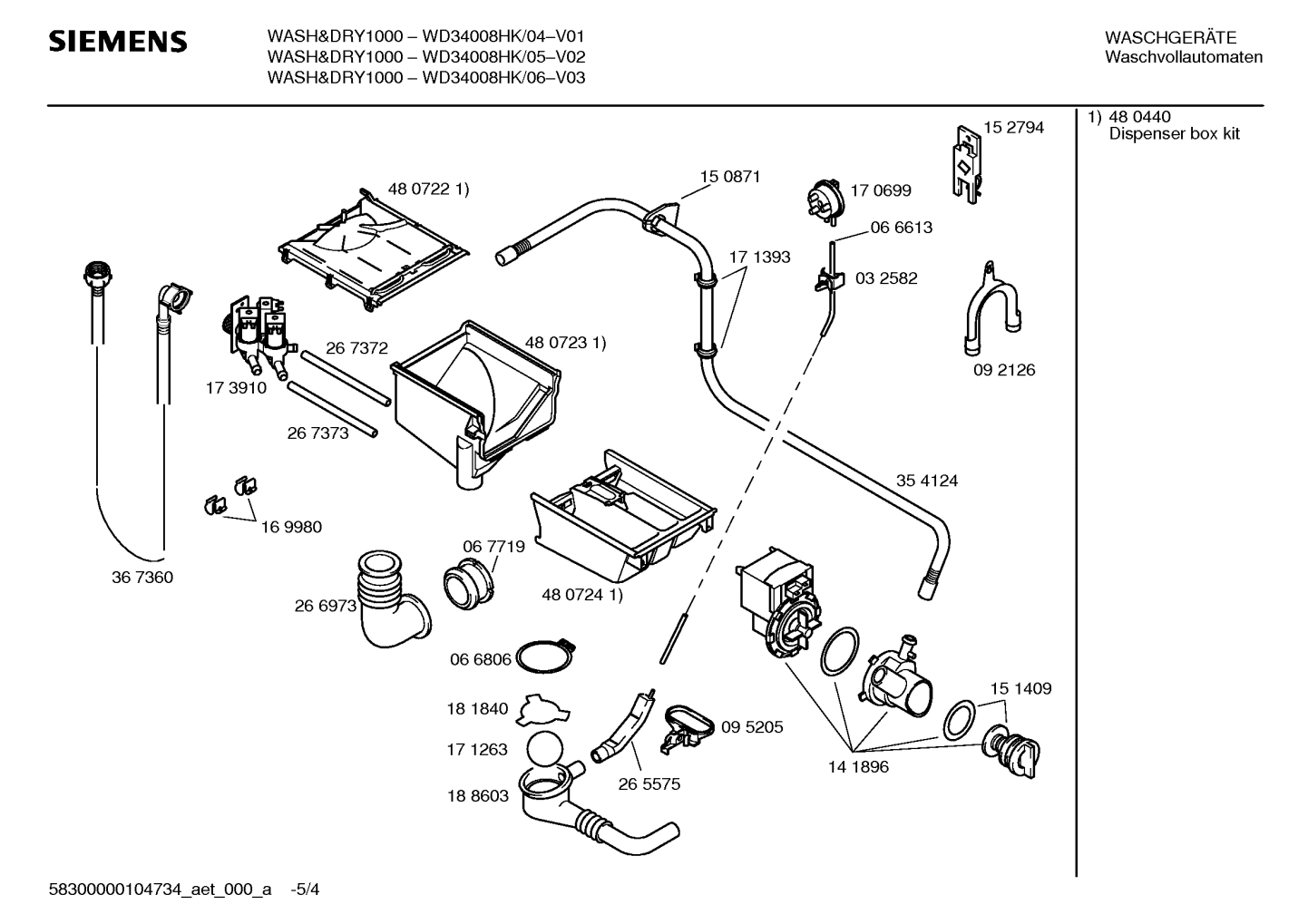 Explosionszeichnung Siemens WD34008HK/05 WASH&DRY1000
