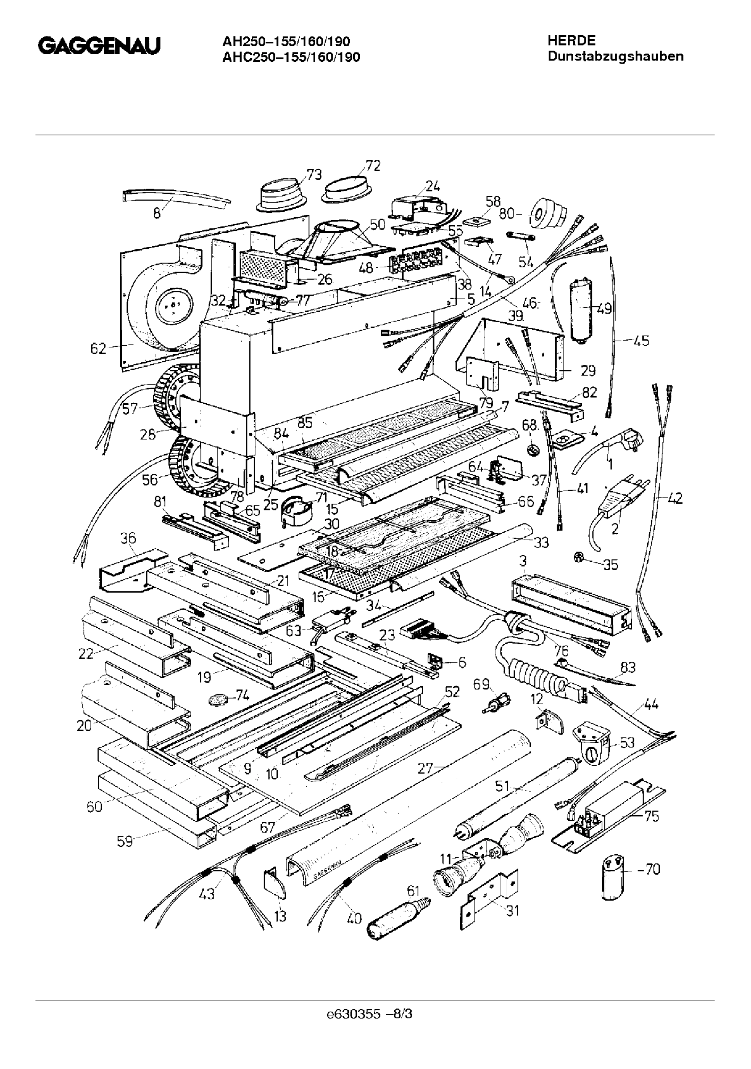 Explosionszeichnung Gaggenau AHC250190(00)