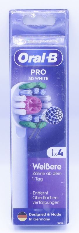 Braun 80728901 Zahnbürste - Oral-b aufsteckbürsten pro 3d white 4er