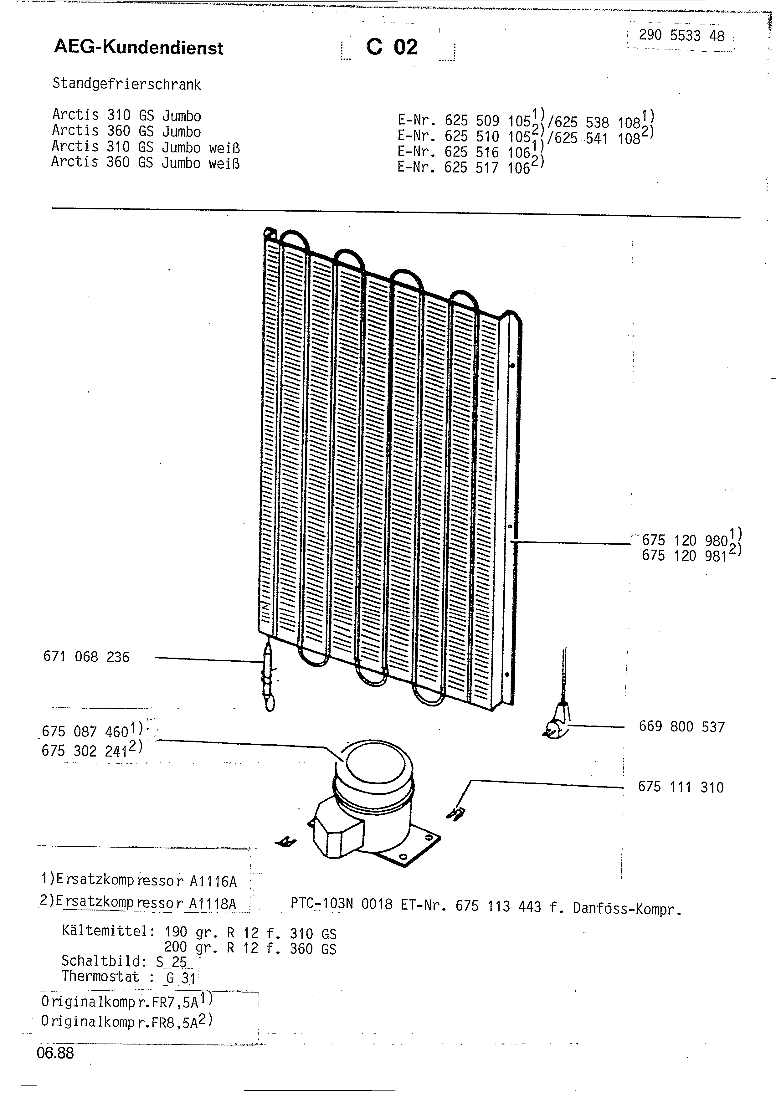 Explosionszeichnung AEG 62550910500 ARC310GS