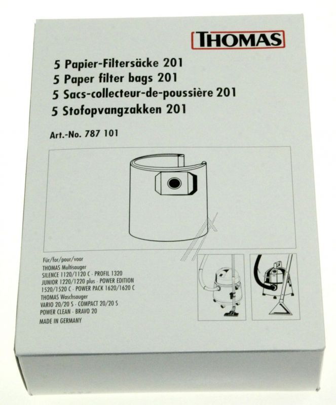 Staubsaugerbeutel 787101 Thomas für Staubsauger Kesselsauger Papierfilter 5 Stk Ersatzteil