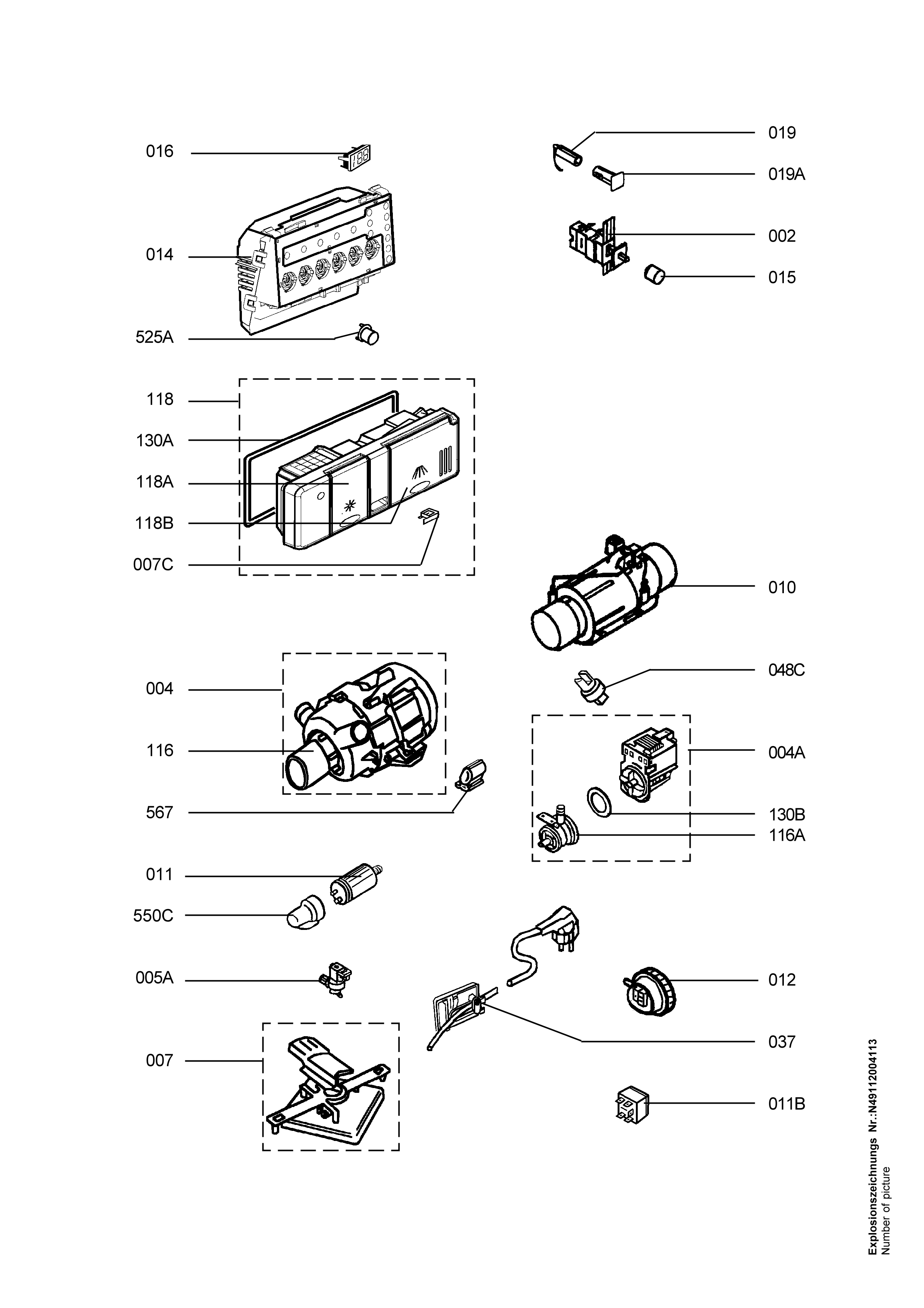 Explosionszeichnung AEG 91137205500 ESI 6236 BR