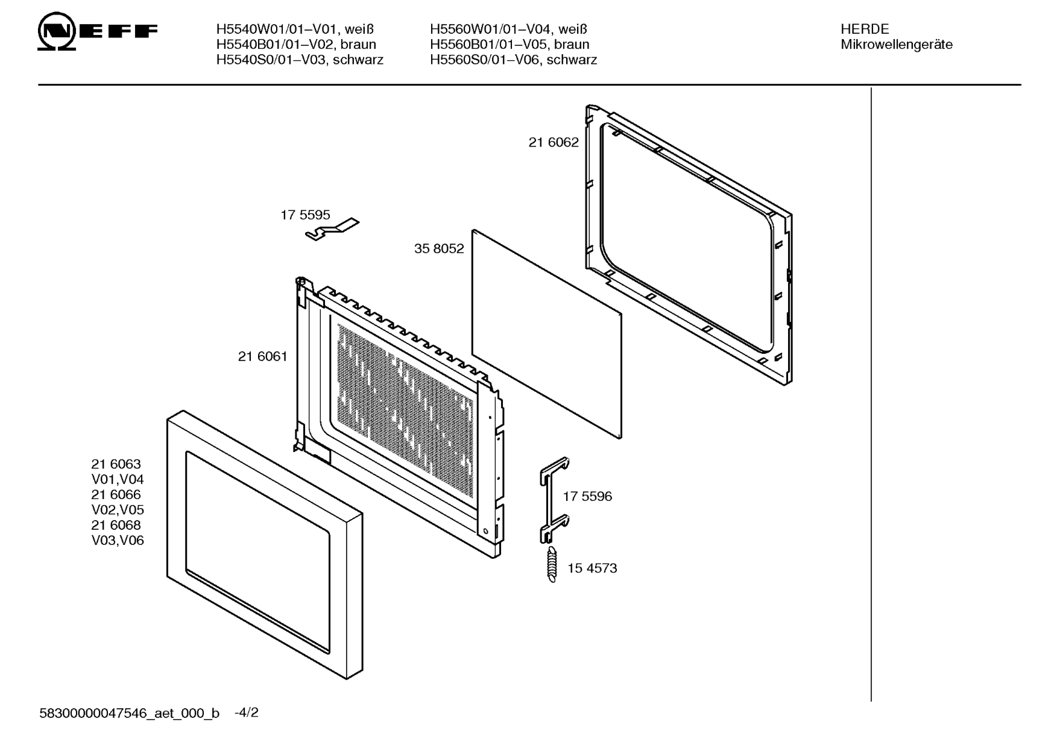 Explosionszeichnung Neff H5540W0/01 MW 5545