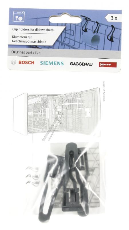 BSH Bosch Siemens 10001629 Klammer - Kleinteilehalter, 3 stück