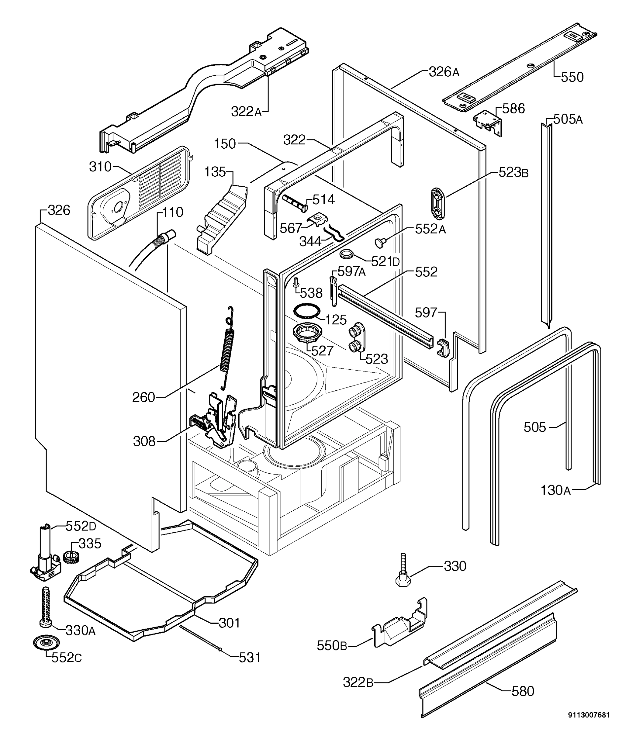 Explosionszeichnung Zanussi 91189606201 ZDI6895QA