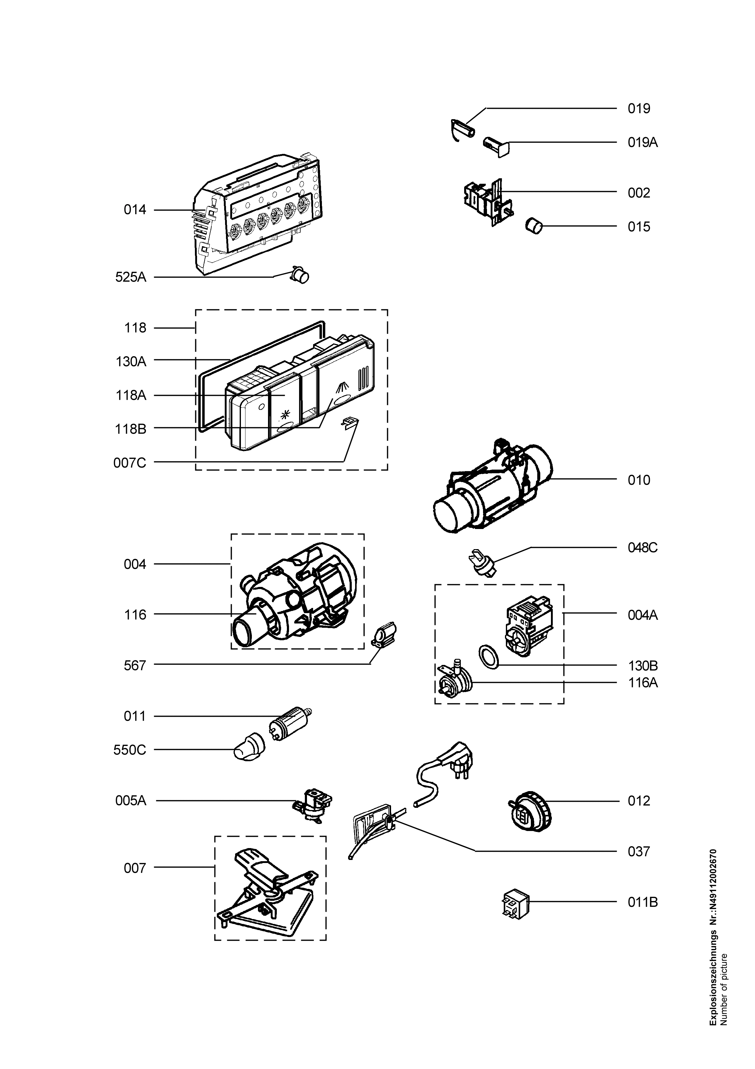 Explosionszeichnung AEG 91137302500 ESF 6221