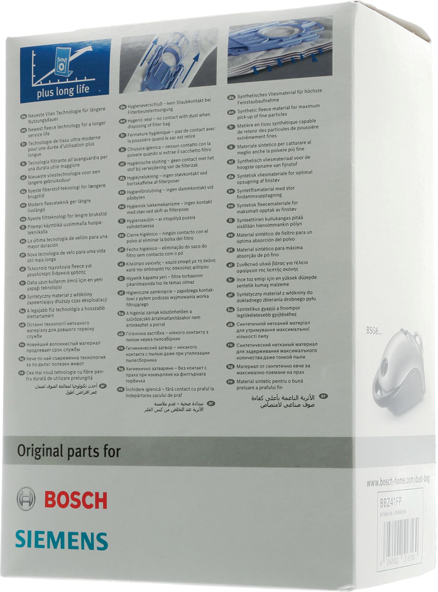 BSH Bosch Siemens 00468264 Staubsaugerbeutel - Bbz41fp staubsaugerbeutel typ p, 4 stück + 1 microfilter