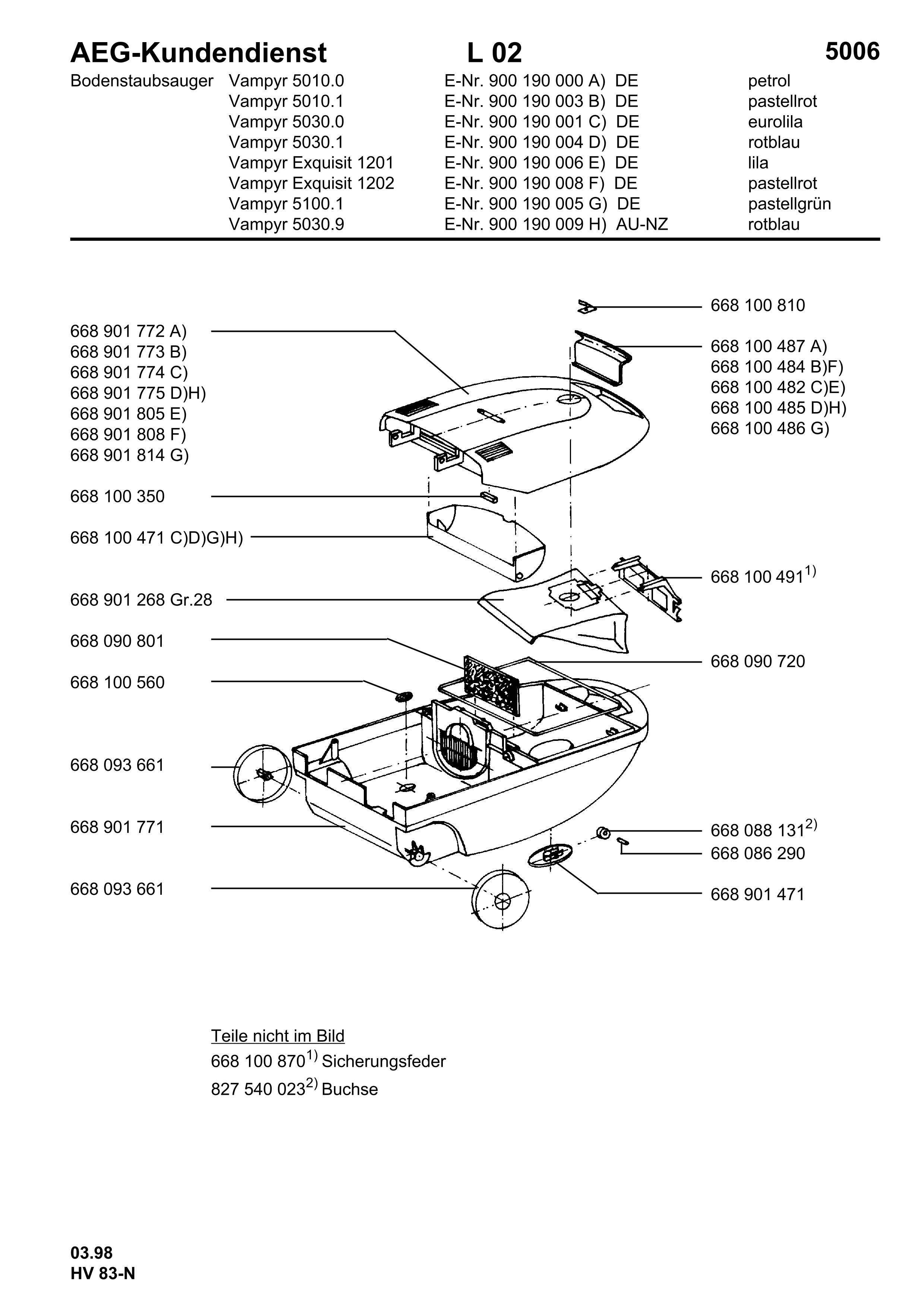 Explosionszeichnung AEG 90019000500 VAMPYR 5100.1