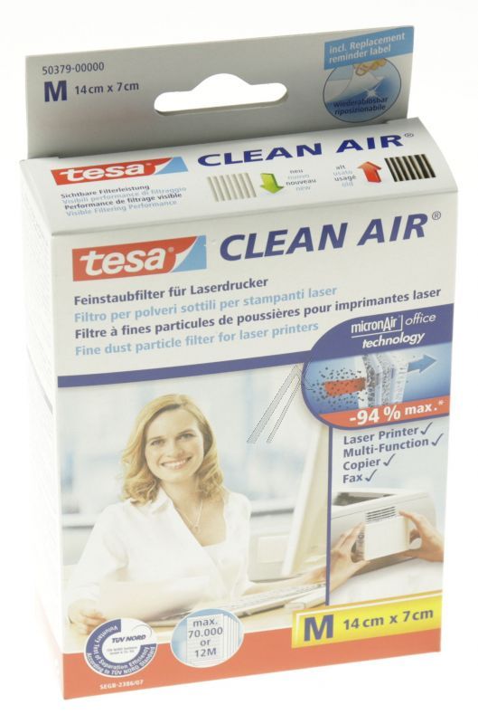 Tesa 50379 Feinstaubfilter - Clean air feinstaubfilter für laserdrucker gr.m abmessung:140x70x30mm