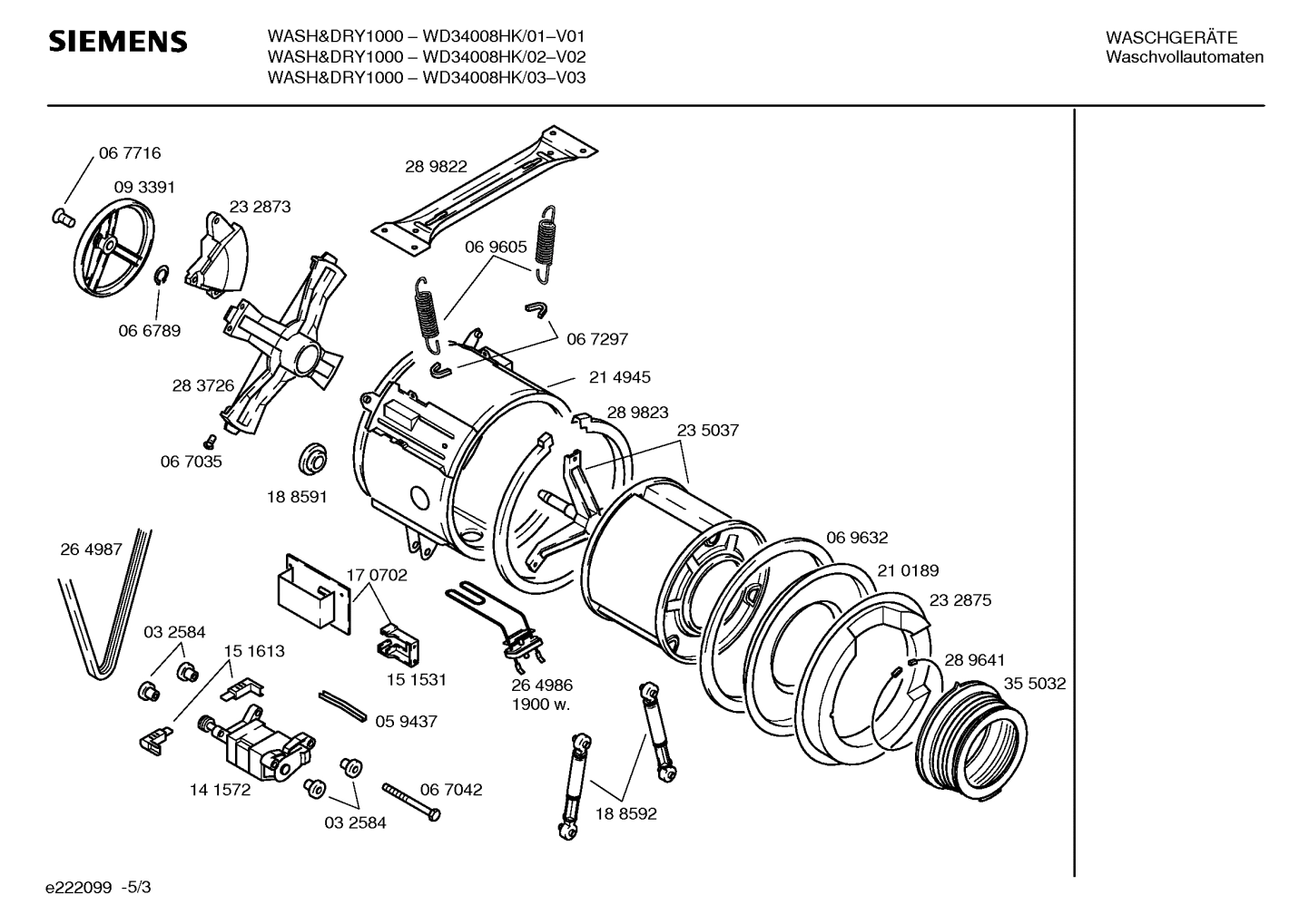 Explosionszeichnung Siemens WD34008HK/03 WASH&DRY1000