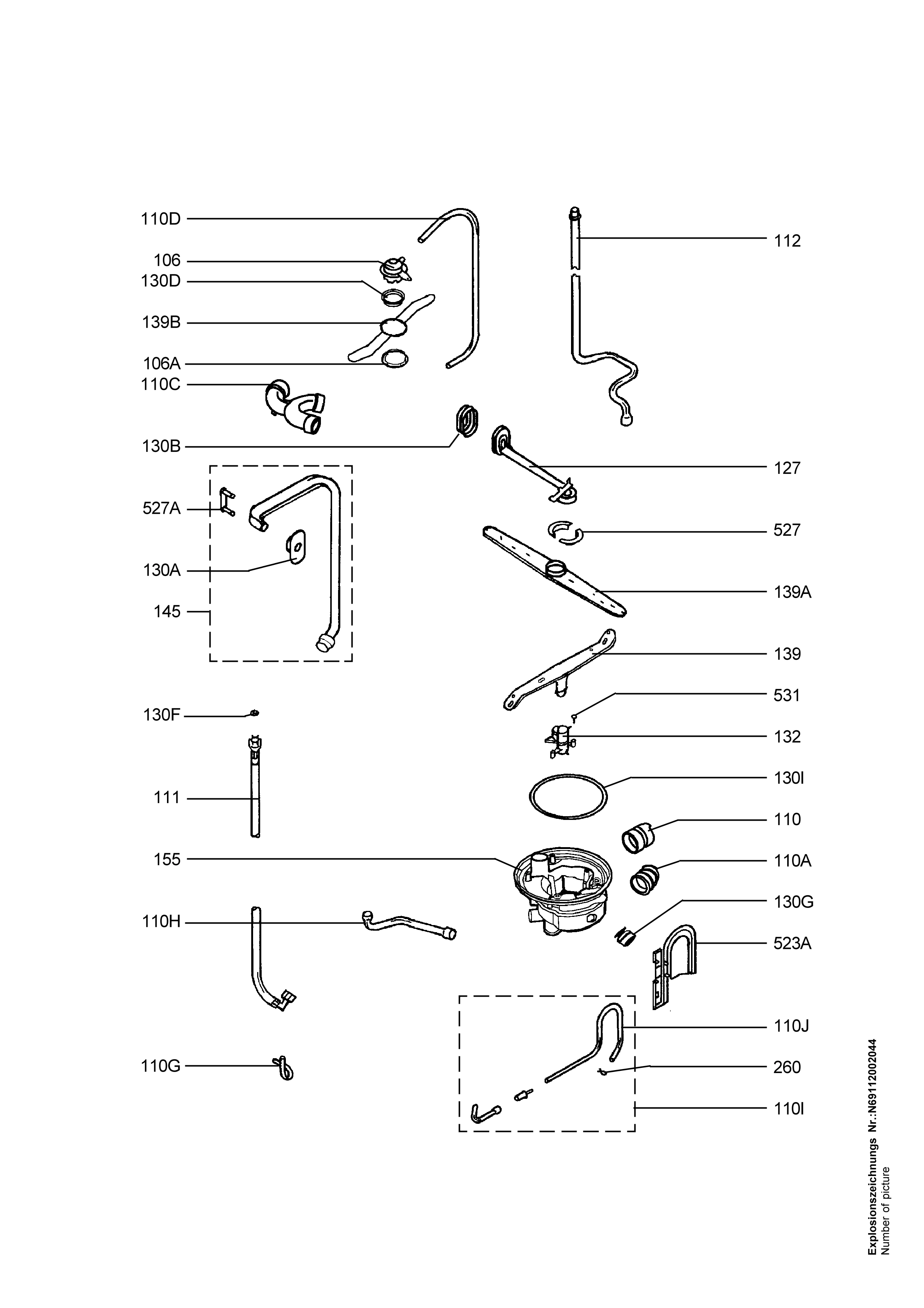 Explosionszeichnung AEG 91123500201 ESI 6260 U