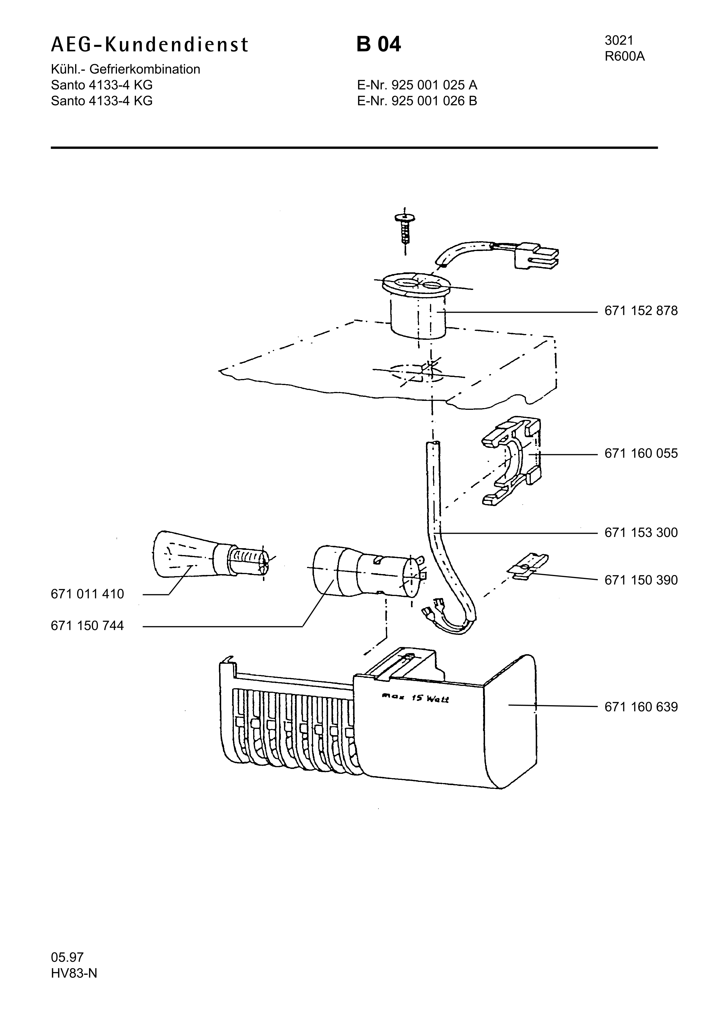 Explosionszeichnung AEG 92500102500 S4133-4KG