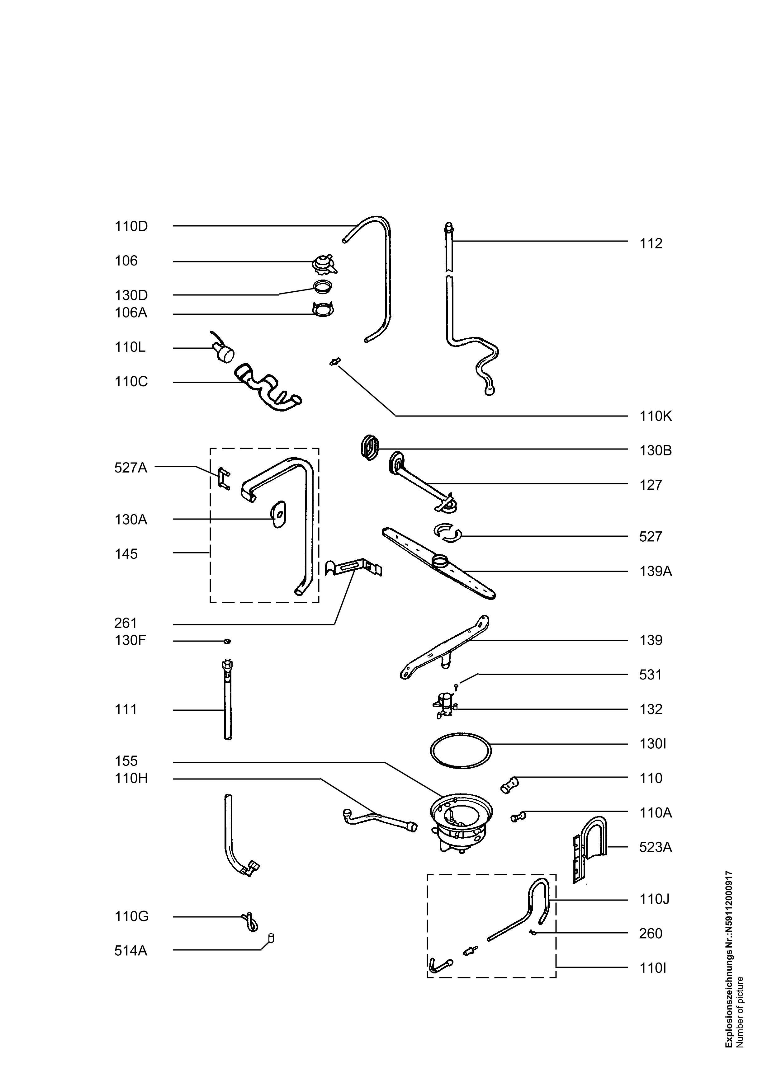 Explosionszeichnung AEG 91123604901 FAV6071U-W