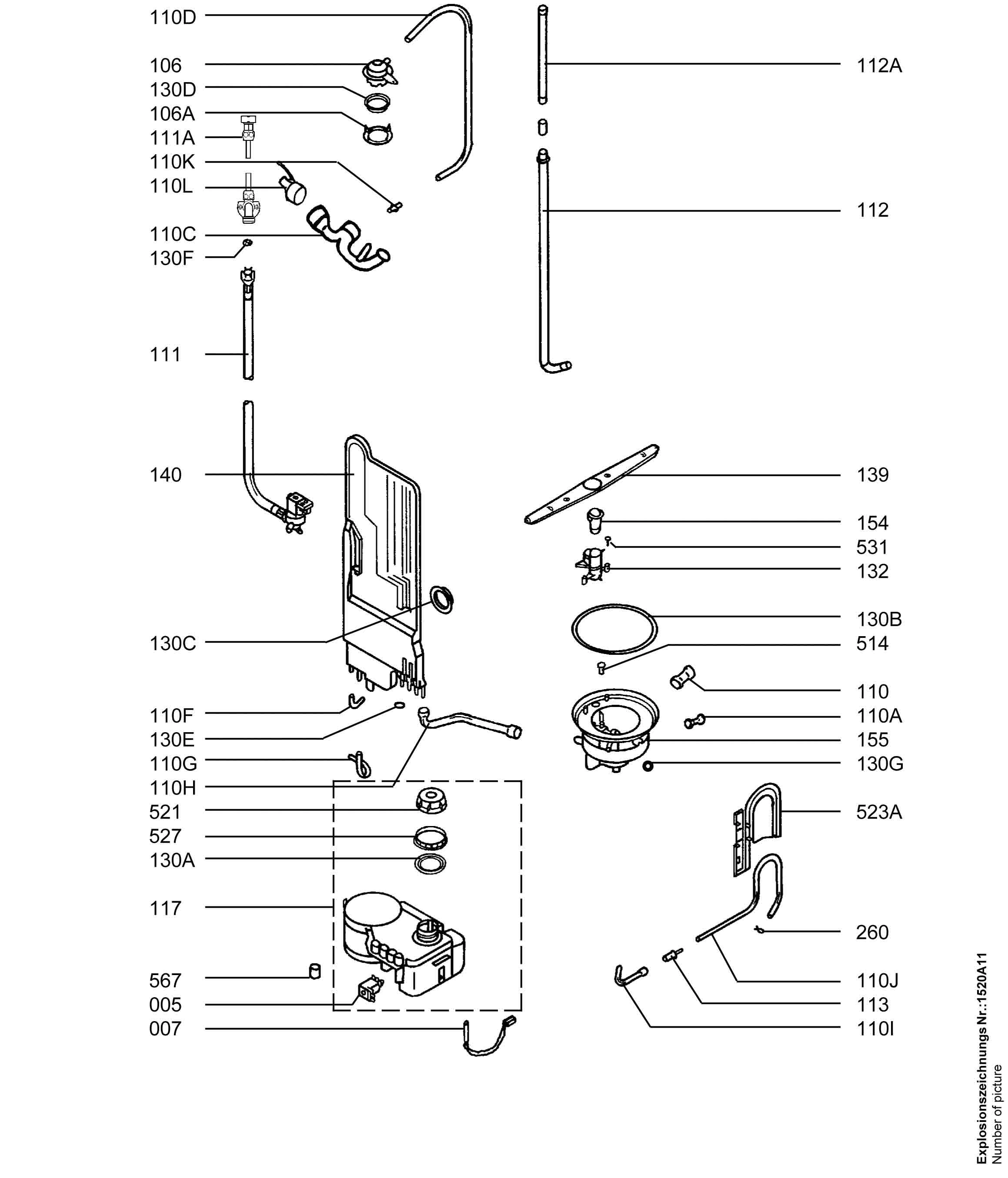 Explosionszeichnung AEG 91123439500 FAV5270 I W