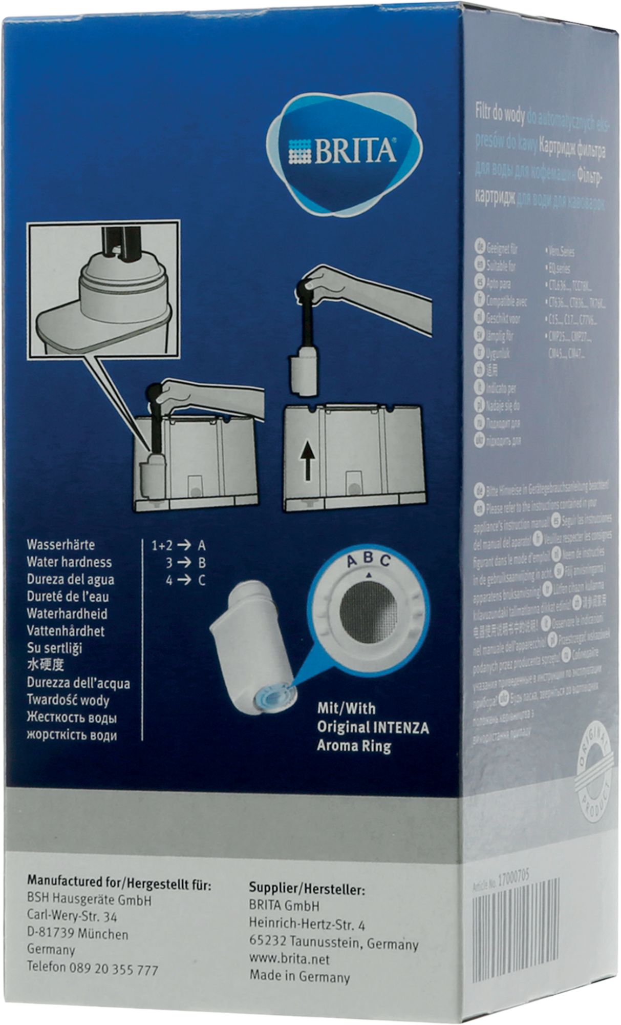 BSH Bosch Siemens 17000705 Wasserfilter - Wasserfilter brita intenza