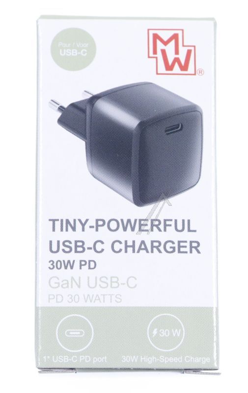 Minwa MWPD30AGNU Ladegerät Handy - Gan mini ladegerät 30w 1x usb-c, pd