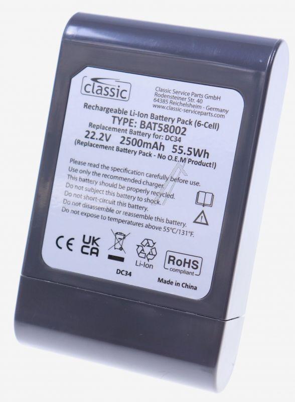 Classic BAT58002 Staubsaugerakku - 22,2v-2500mah akku alternativ für dyson dc34