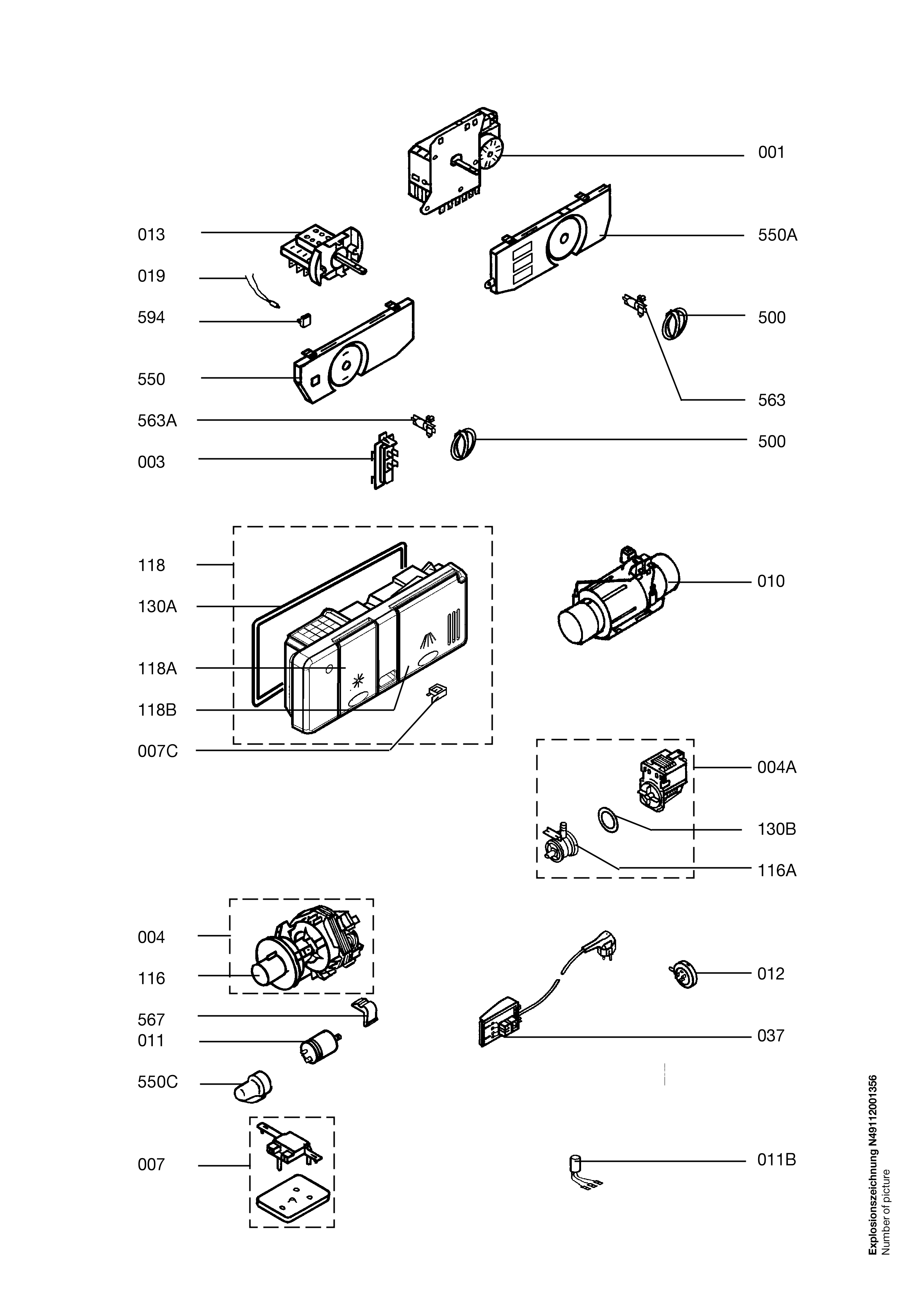 Explosionszeichnung AEG 91123605303 FAV4231U-W