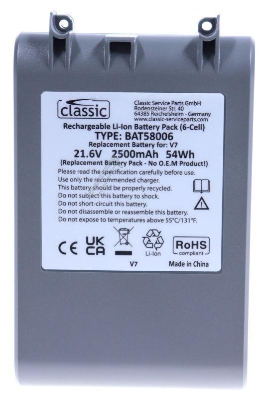 Classic BAT58006 Staubsaugerakku - 21,6v-2500mah akku alternativ für dyson v7