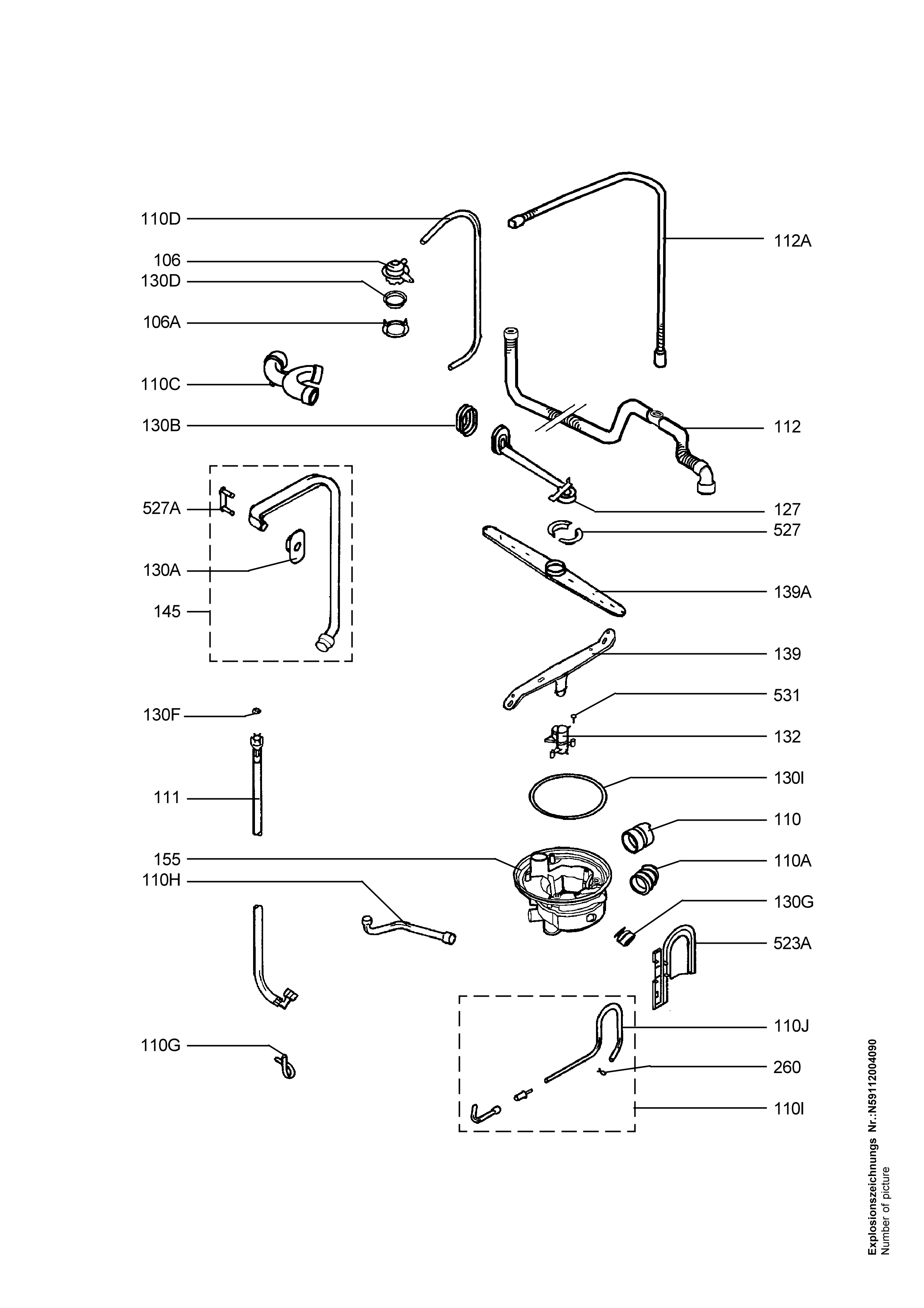 Explosionszeichnung AEG 91123500502 ESI 6236 SW