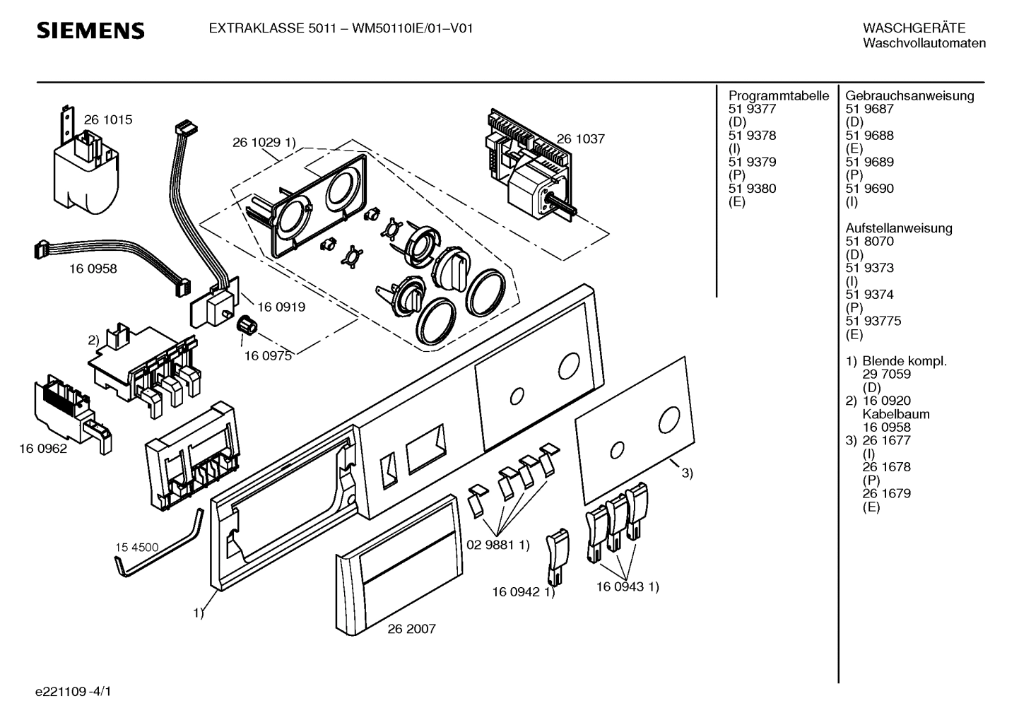 WM50110IE/01 EXTRAKLASSE 5011