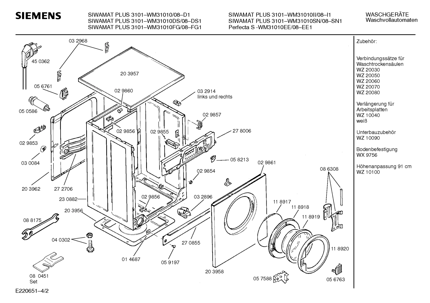 WM31010DS/08 SIWAMAT PLUS 3101