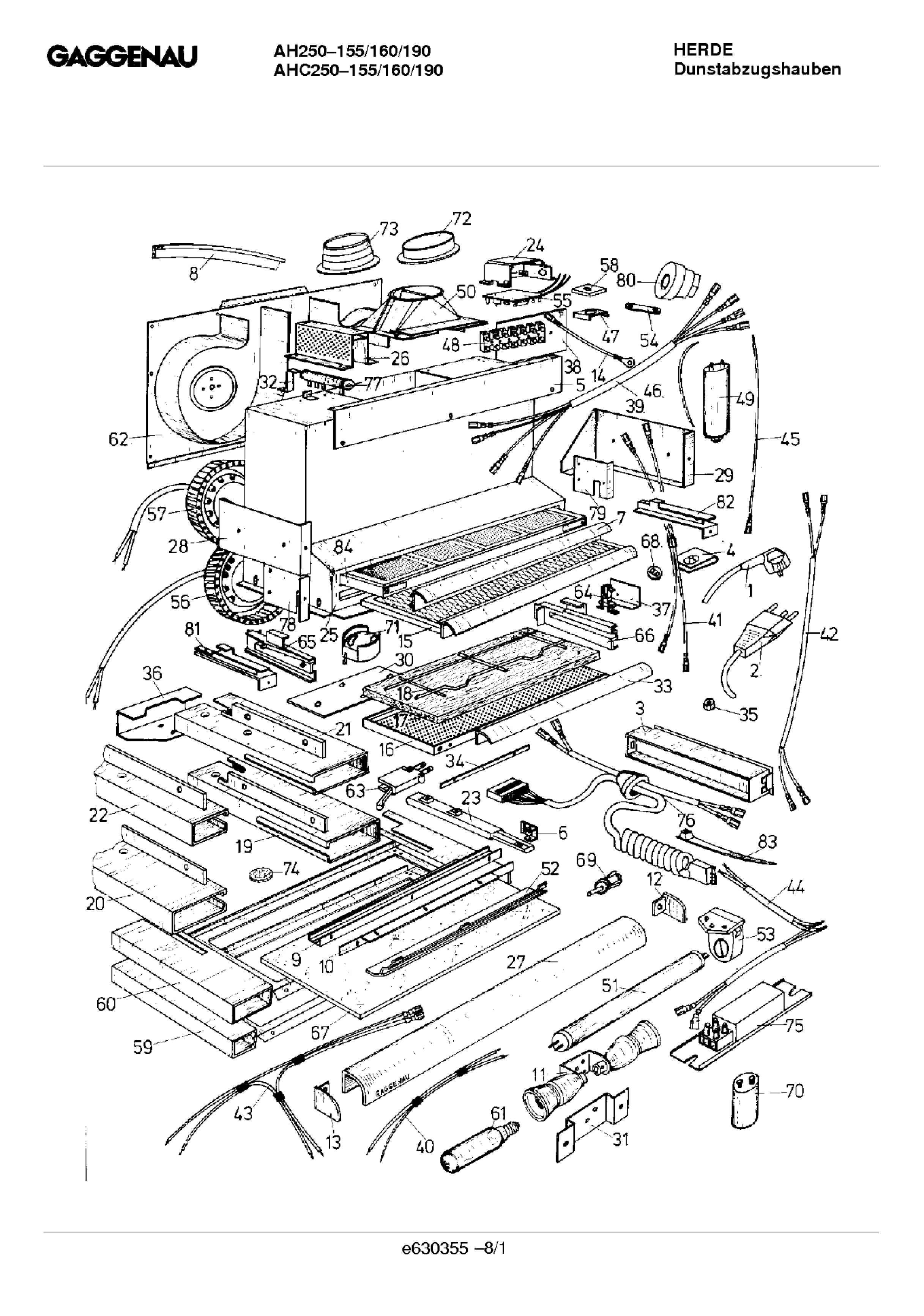 Explosionszeichnung Gaggenau AHC250190(00)