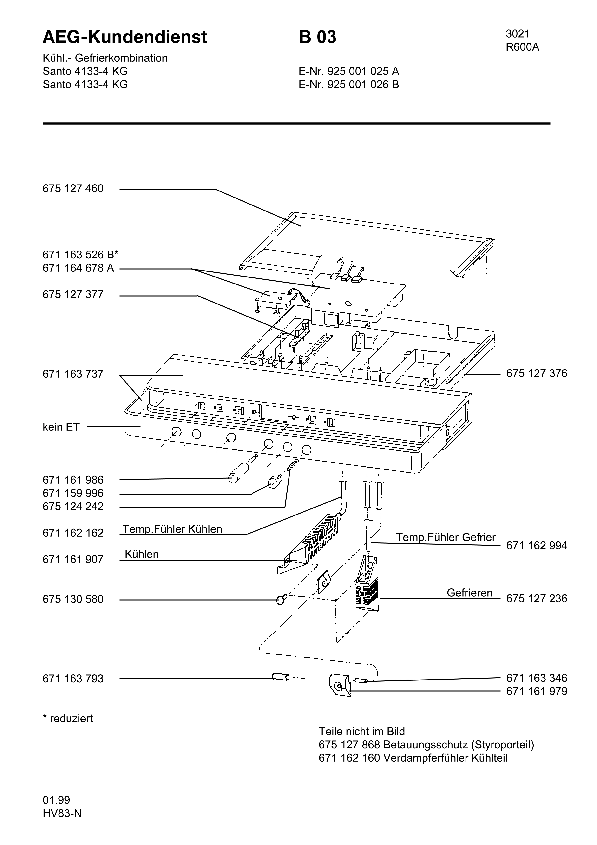 Explosionszeichnung AEG 92500102500 S4133-4KG