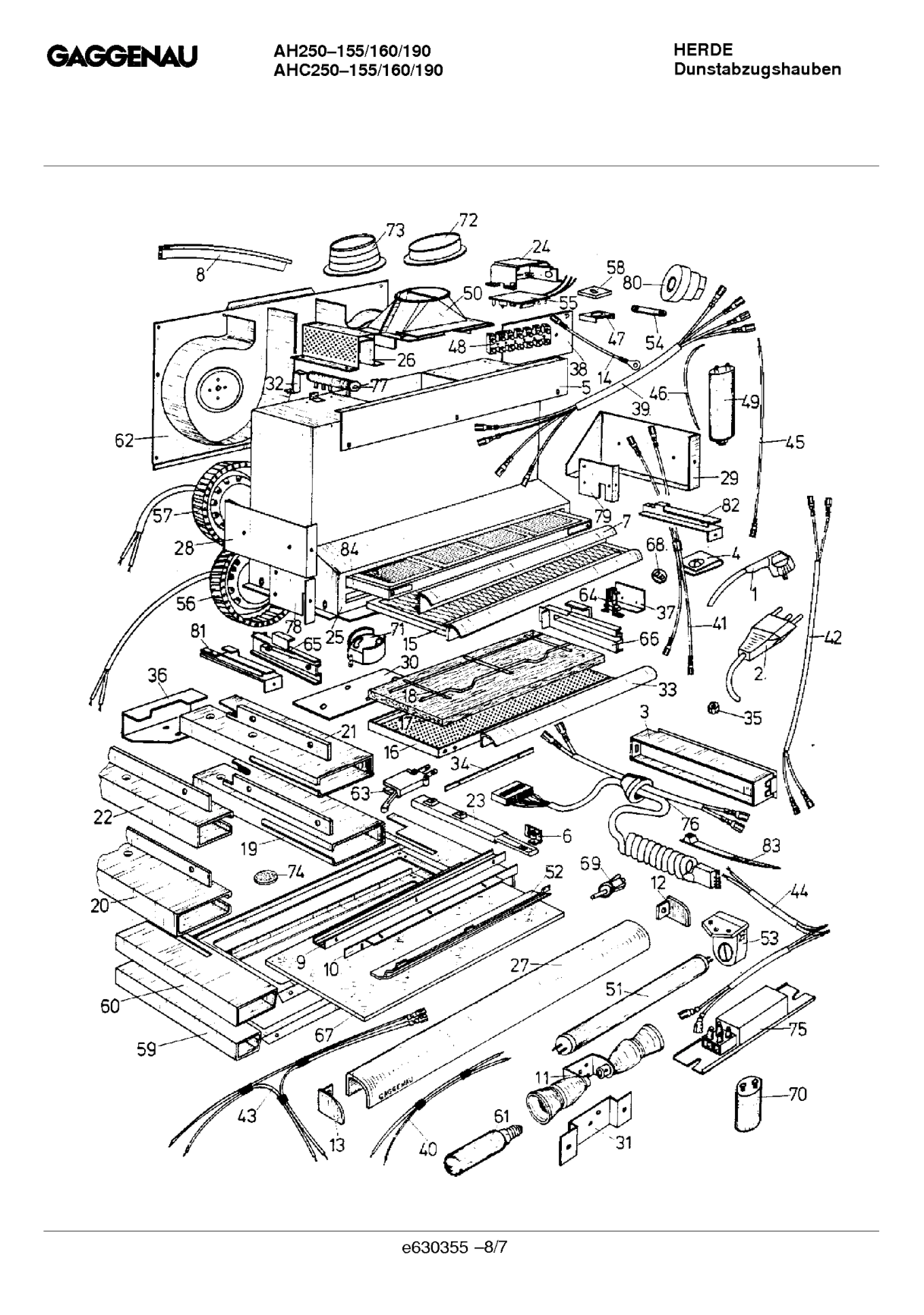 Explosionszeichnung Gaggenau AHC250190(00)