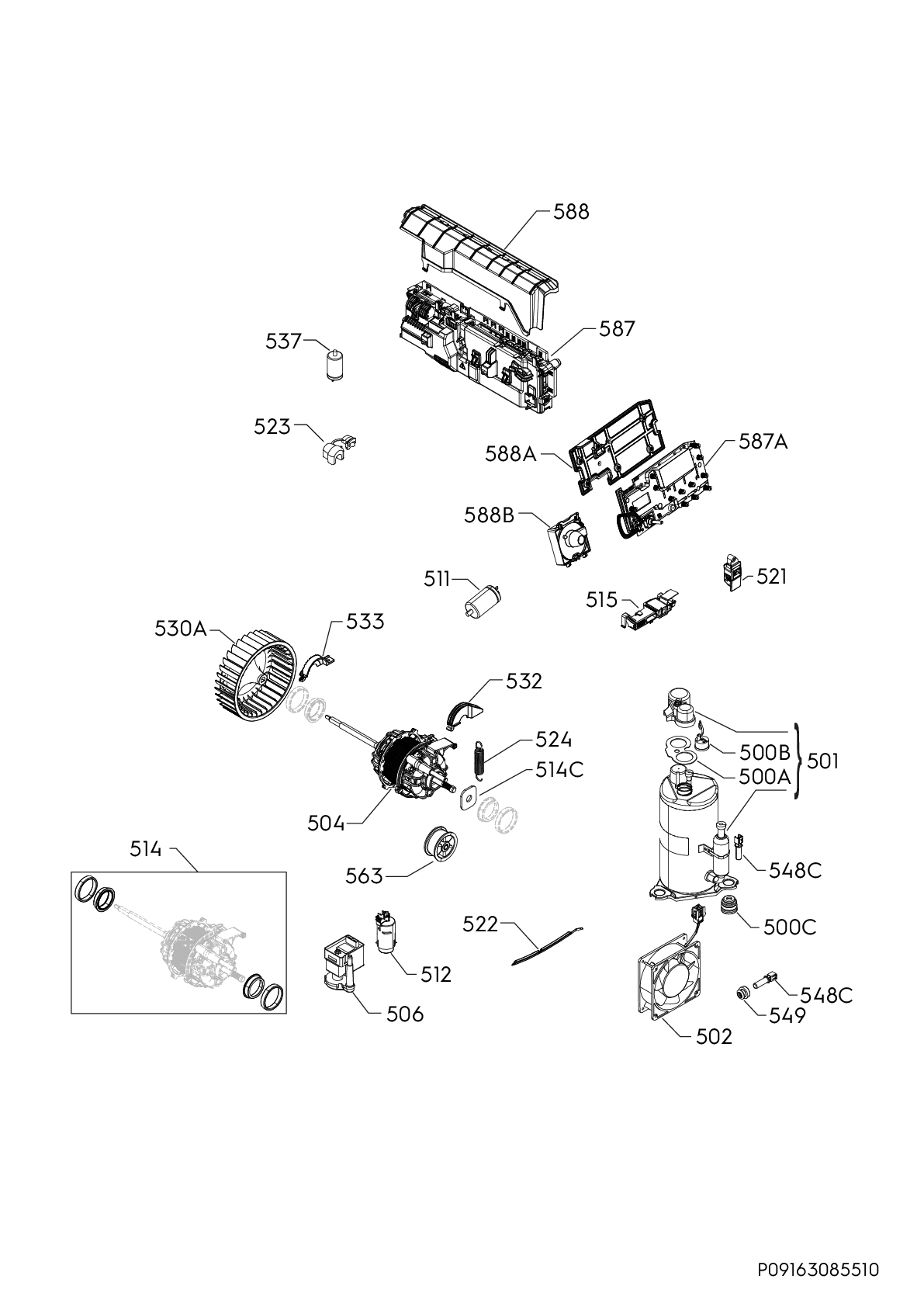 Explosionszeichnung AEG 91609807804 T8DB68EX