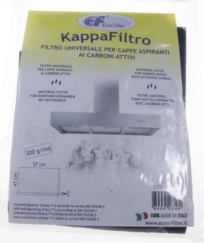 Eurofilter 300004KDK Kohlefilter - Aktivkohlefilter 300g/m² passend für universal 47x57, zuschneidbar