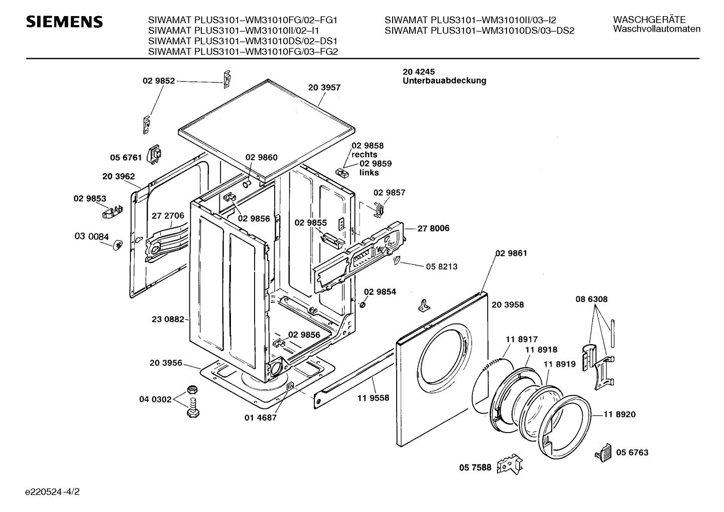 WM31010DS/03 SIWAMAT PLUS 3101